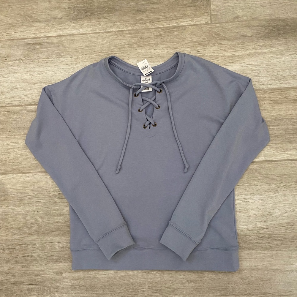 Tillys tie front long sleeve blue shirt NWT